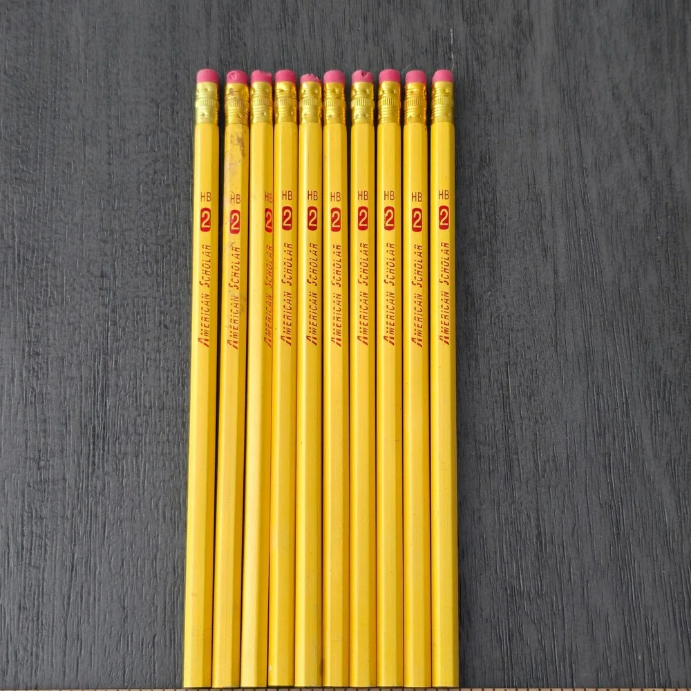 American Scholar No 2 HB Pencil 10 Pack Yellow Unsharpened Vintage School Office